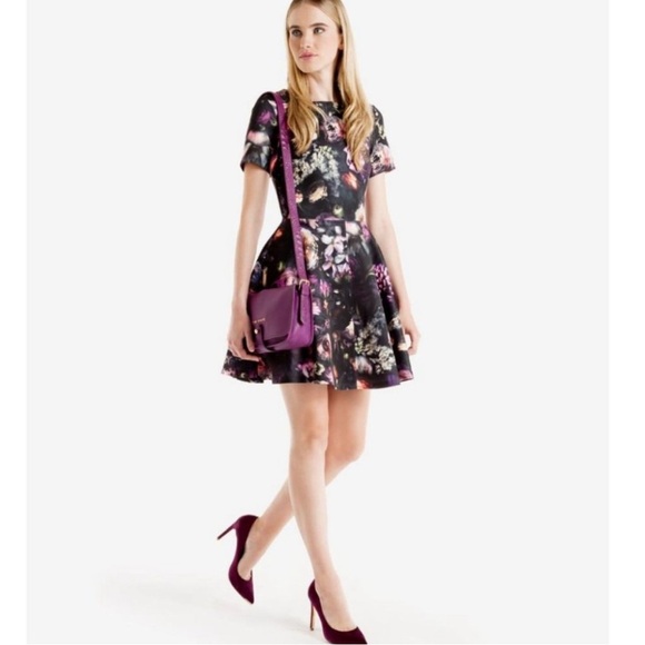 Ted Baker Tamary Shadow Floral Skater Dress Size 1= US 4 - Picture 2 of 13